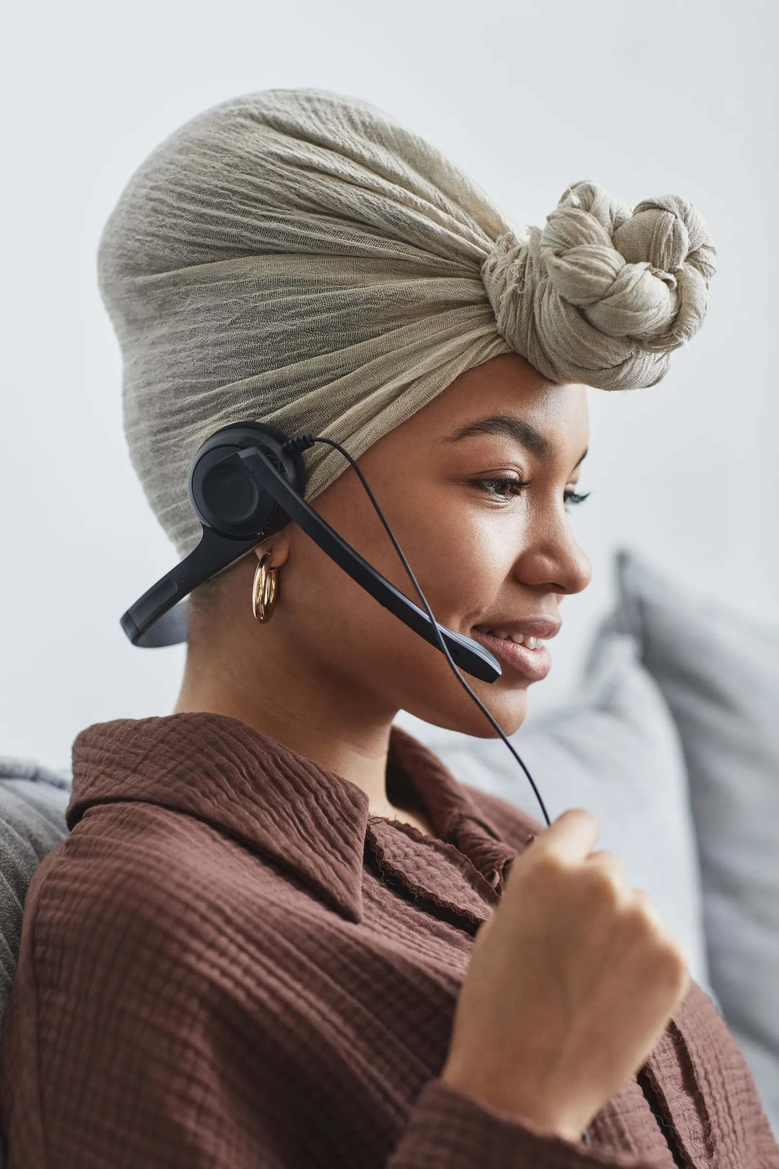 Customer chatting with a business on her phone