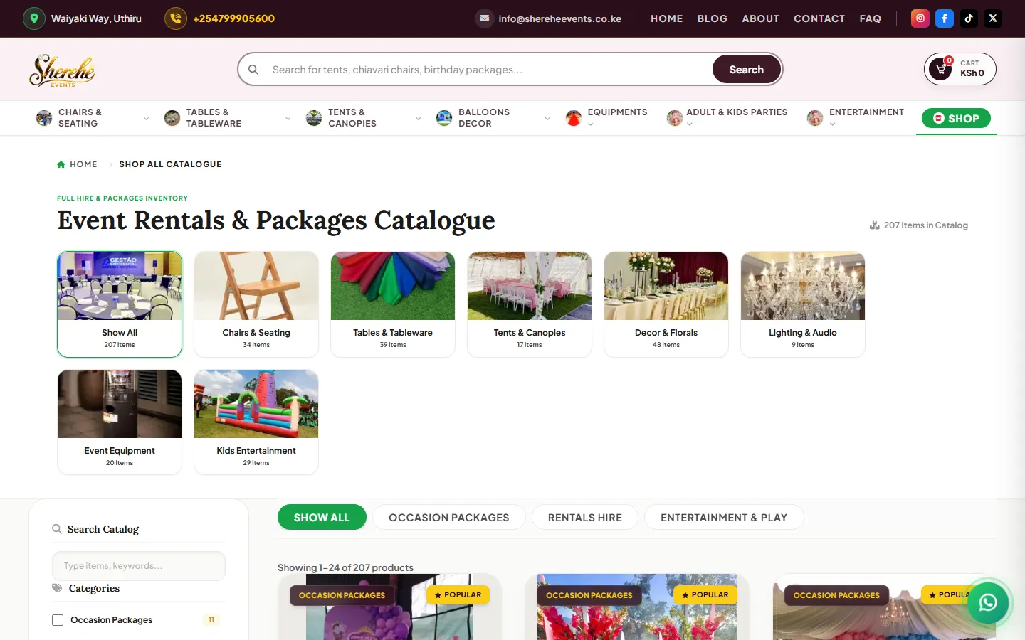 Sherehe Events website