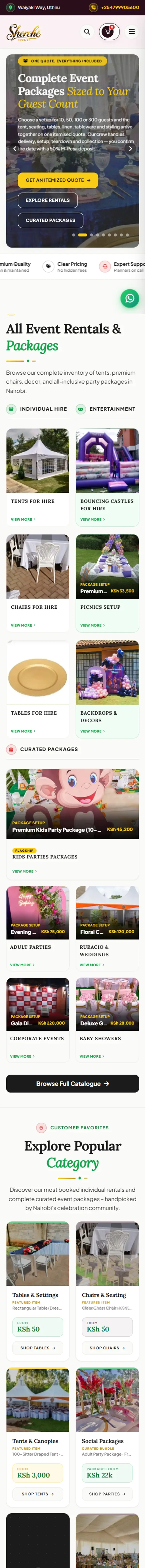 Sherehe Events on a phone